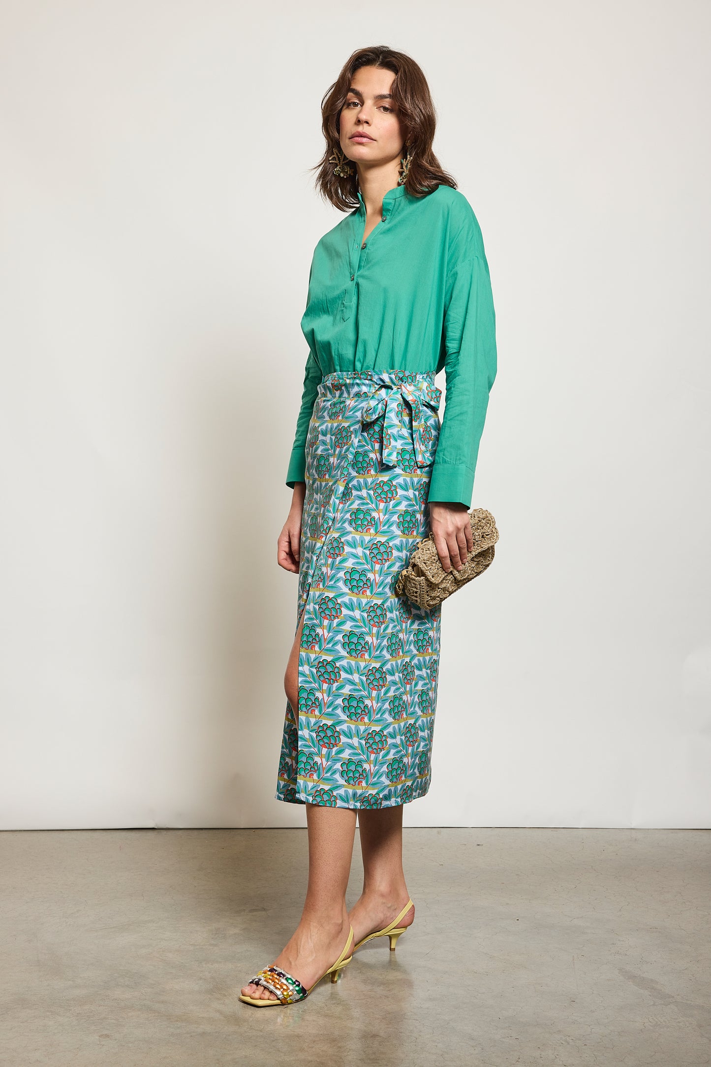 SILK SKIRT GREEN