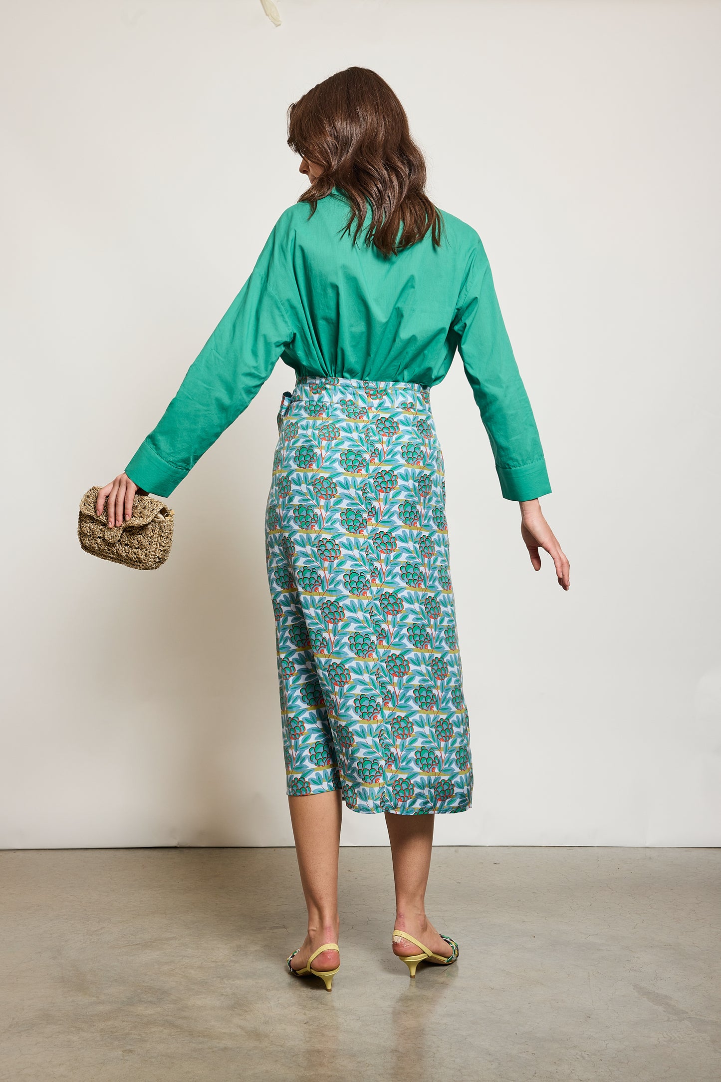 SILK SKIRT GREEN
