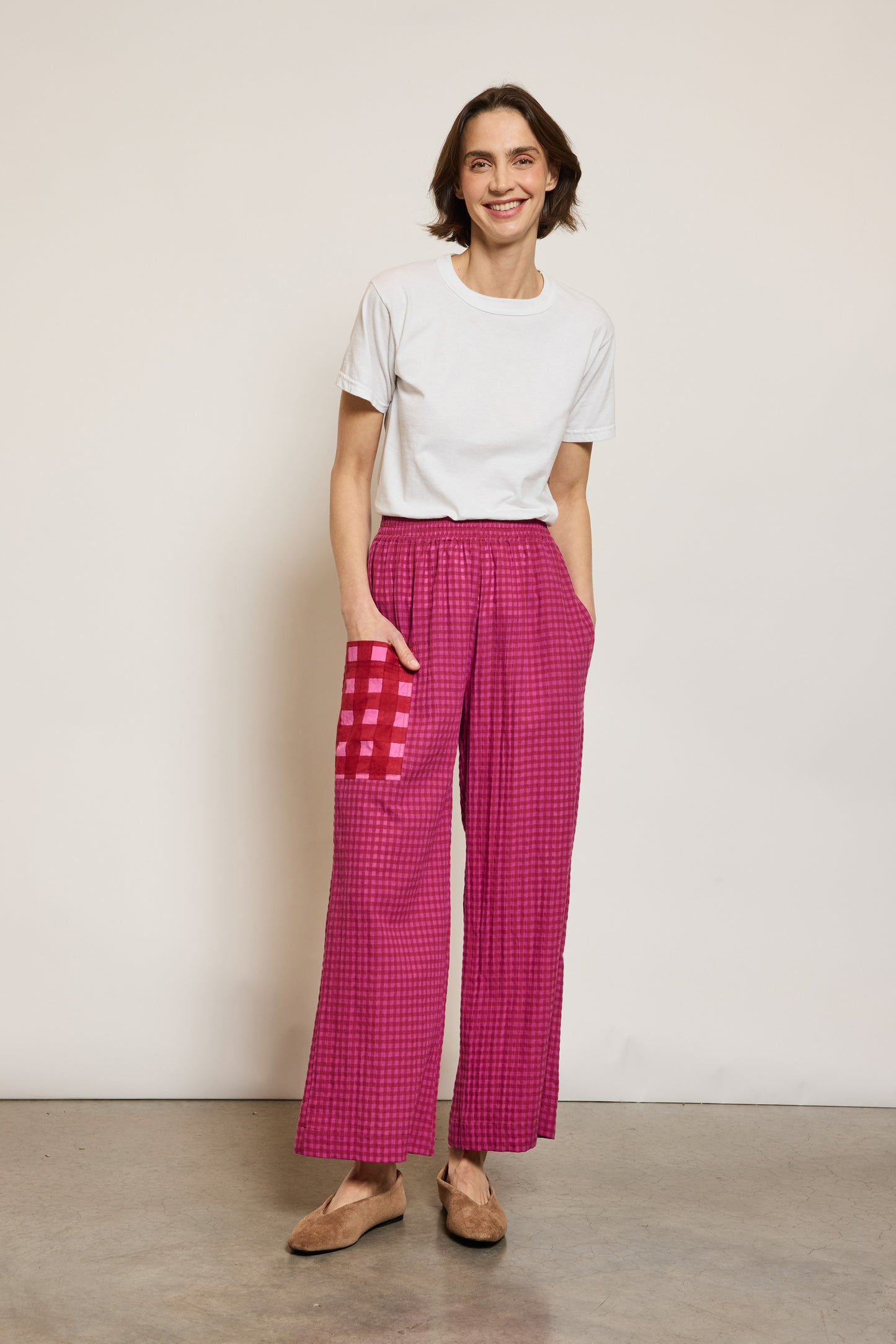 PANTALON À POCHE PIXELS FUSCHIA