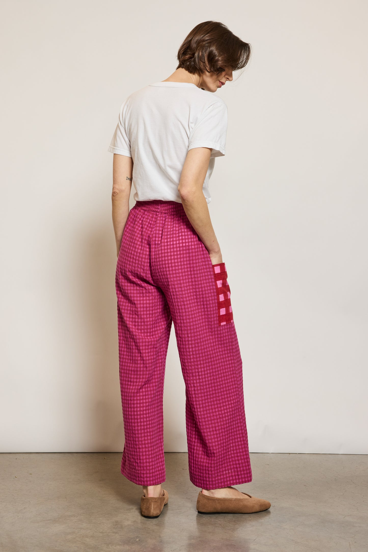 PANTALON À POCHE PIXELS FUSCHIA