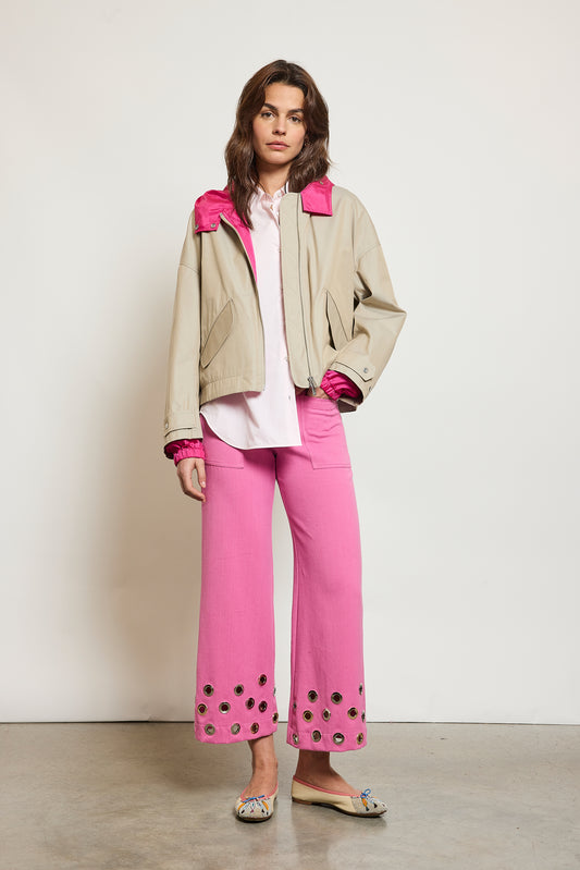 PANTALON À ŒILLETS ROSE