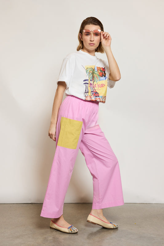 PANTALON BICOLORE ROSE