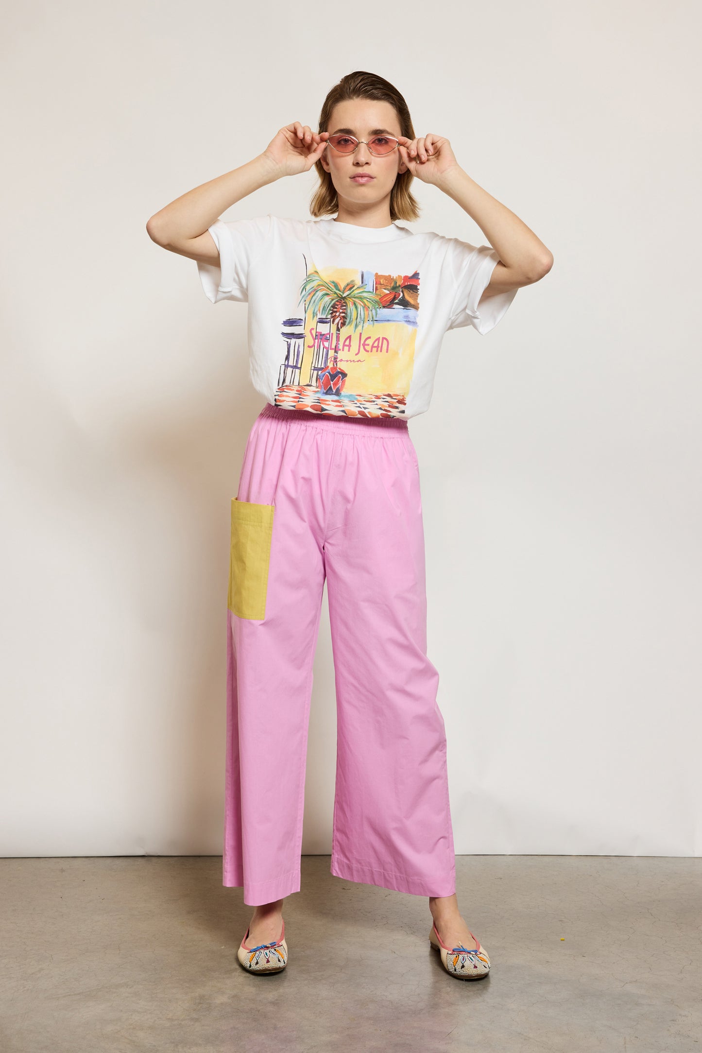 PANTALON BICOLORE ROSE