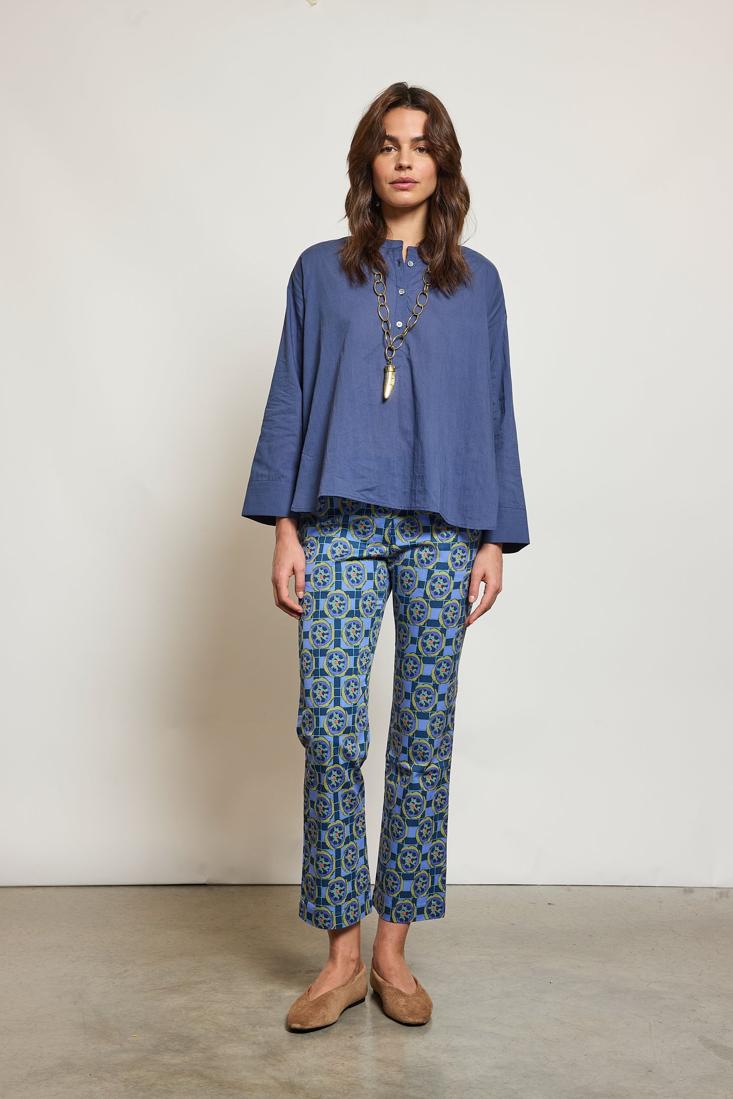 FLORAL PANTS BLUE