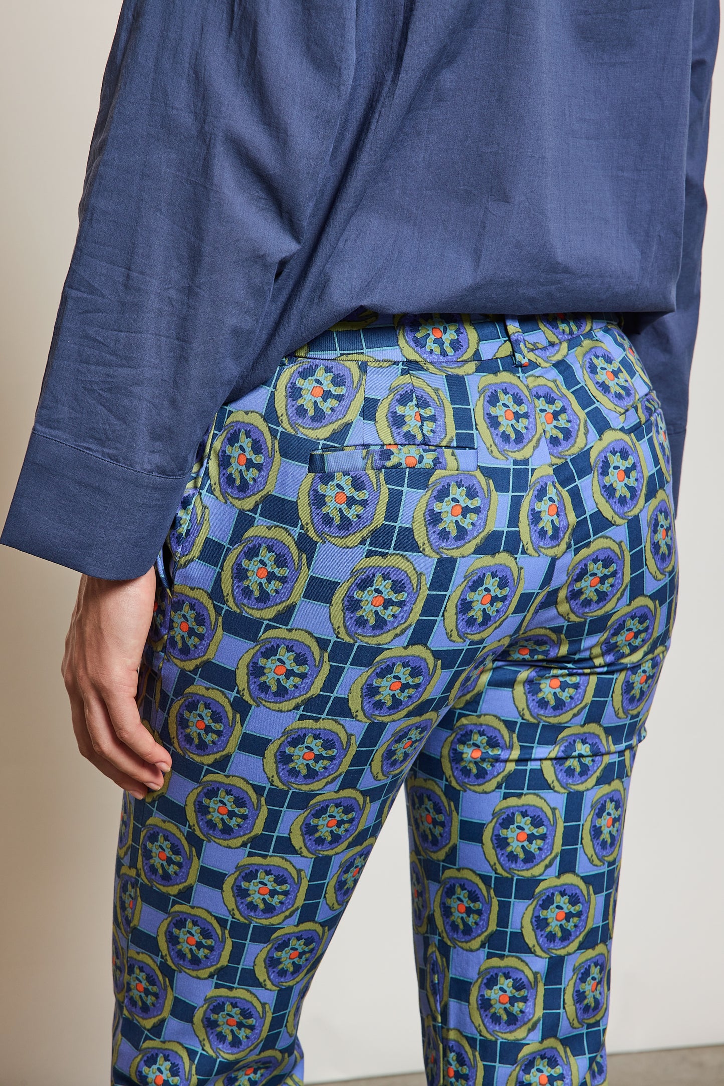 FLORAL PANTS BLUE