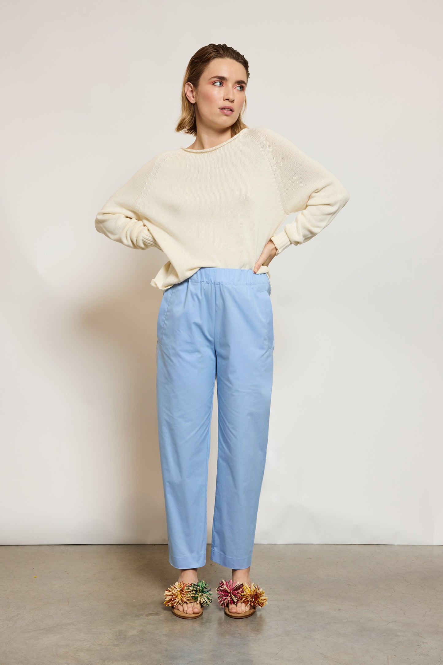 PANTALON CAROTTE BLEU