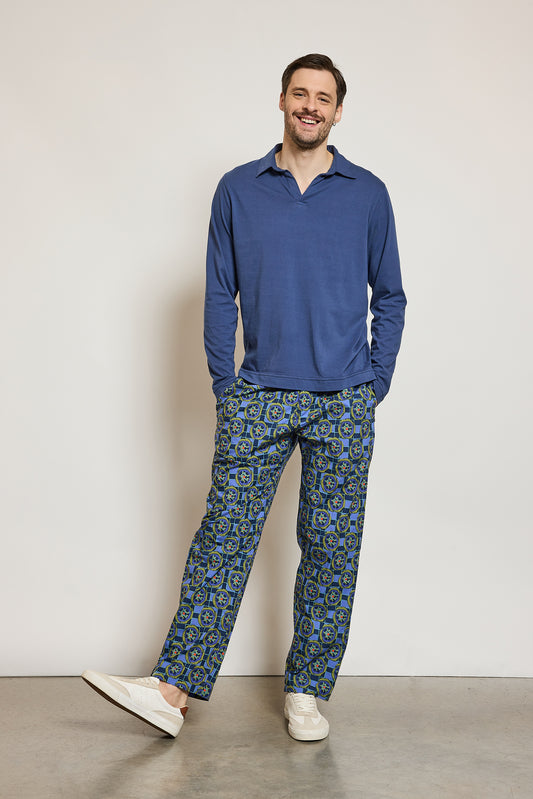 PANTALON IMPRIMÉ BLEU