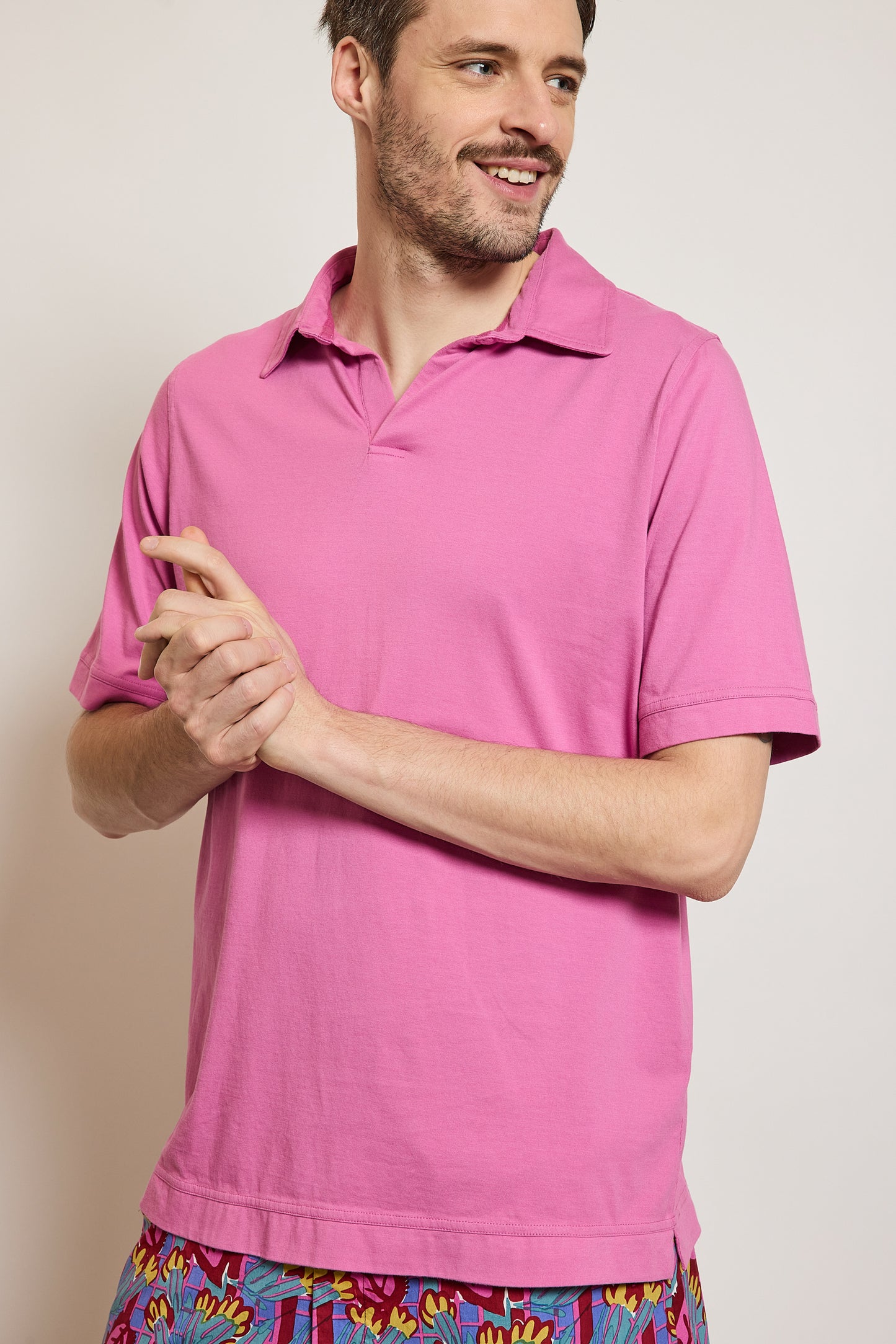 POLO MANCHES COURTES ROSE
