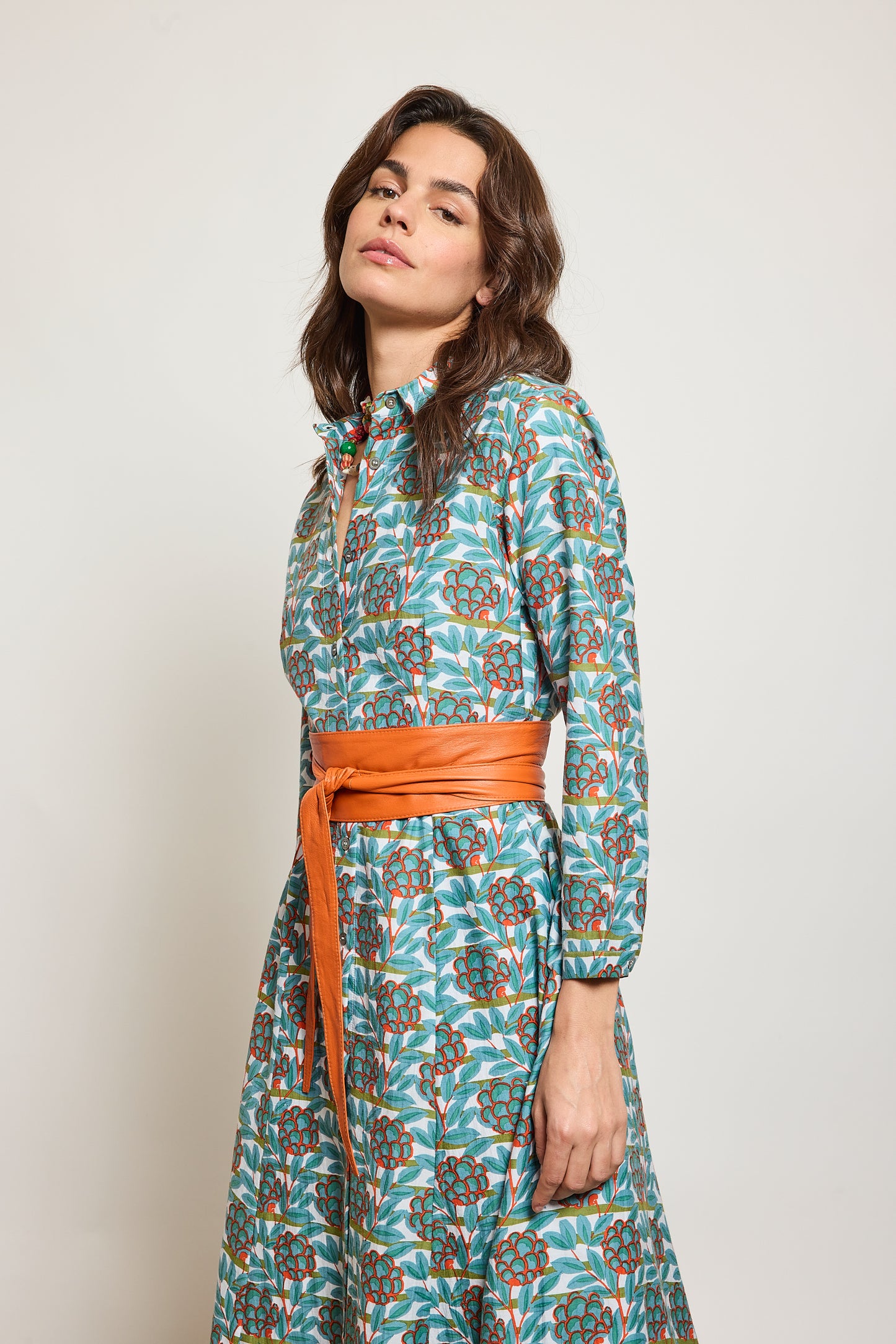 ROBE EN COTON SOIE VERT