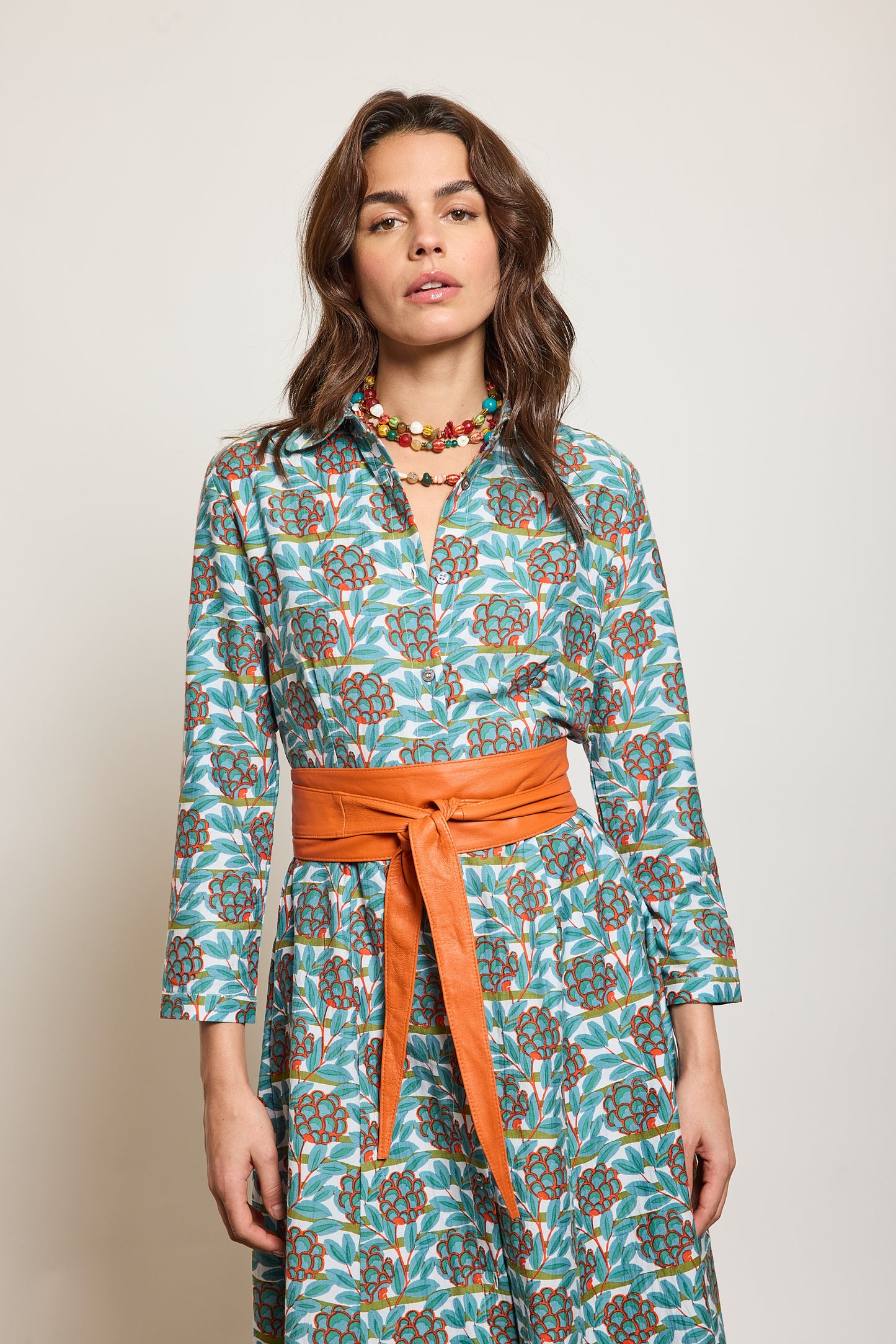 ROBE EN COTON SOIE VERT
