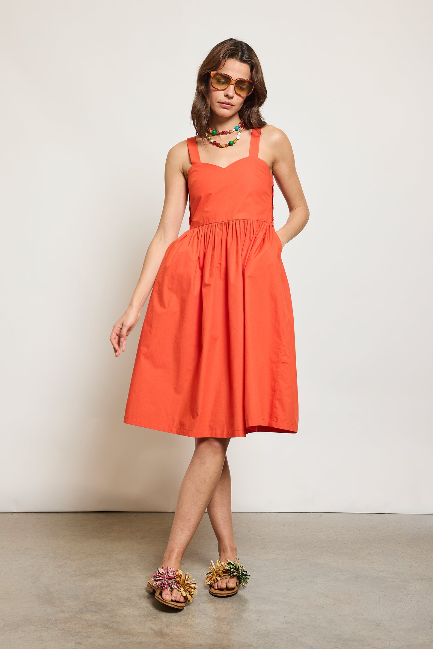 STRAPS DRESS POPPY