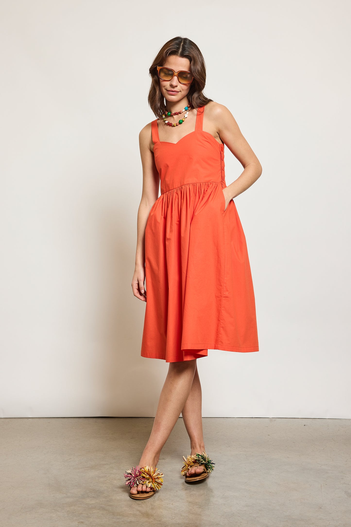 STRAPS DRESS POPPY