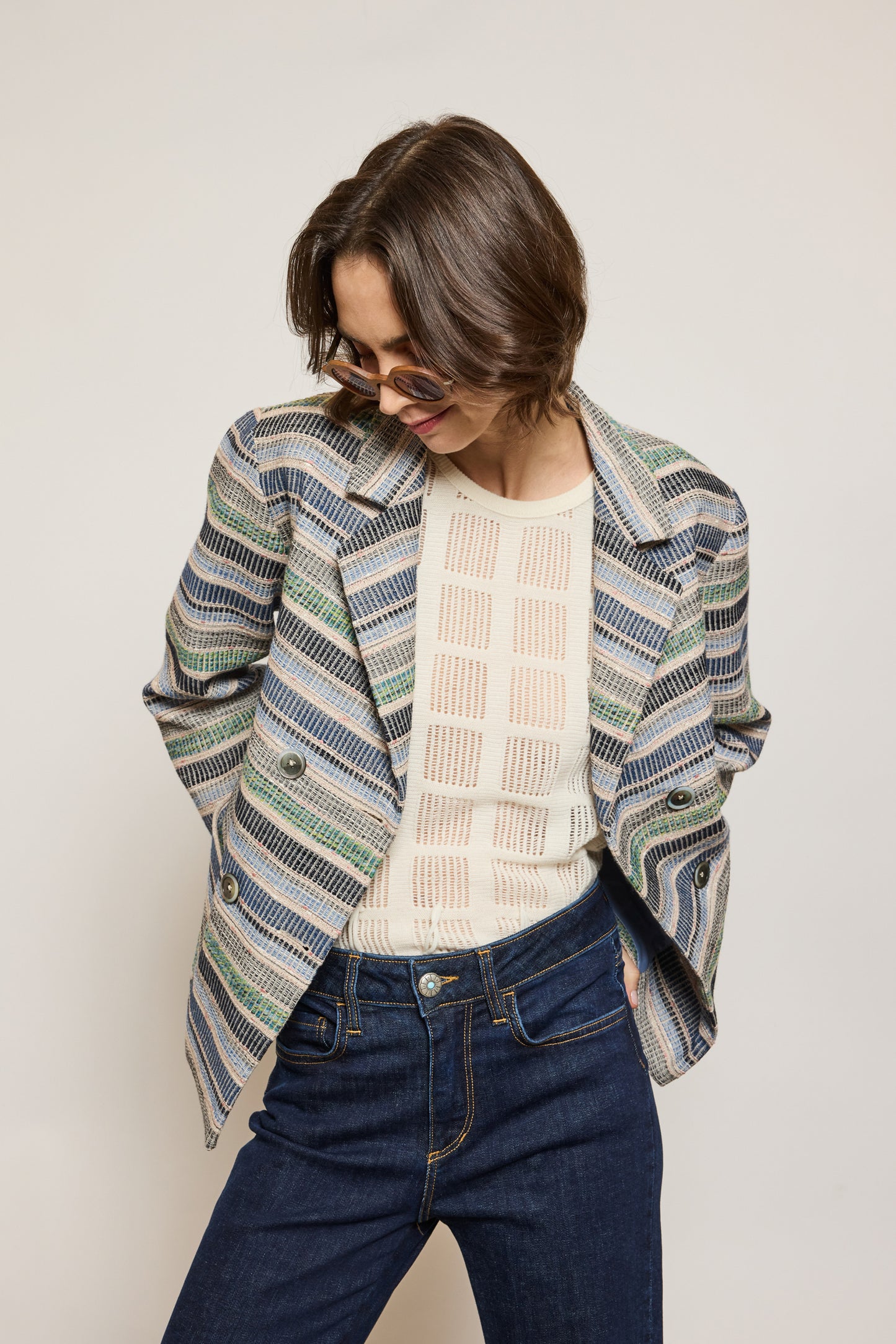 VESTE CROISÉE BLEUE