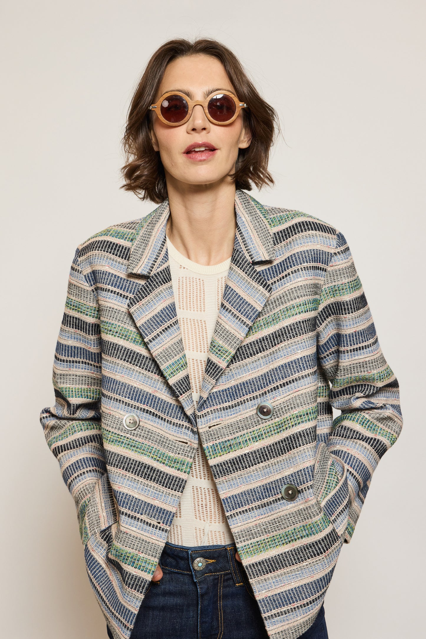 VESTE CROISÉE BLEUE