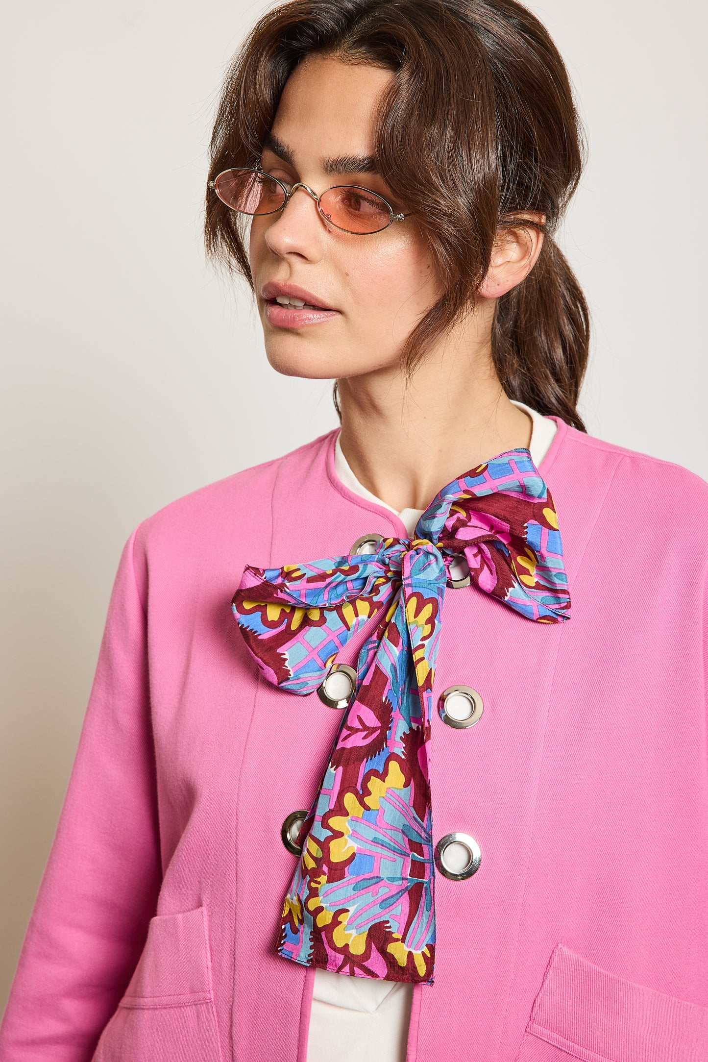 VESTE À ŒILLETS ROSE