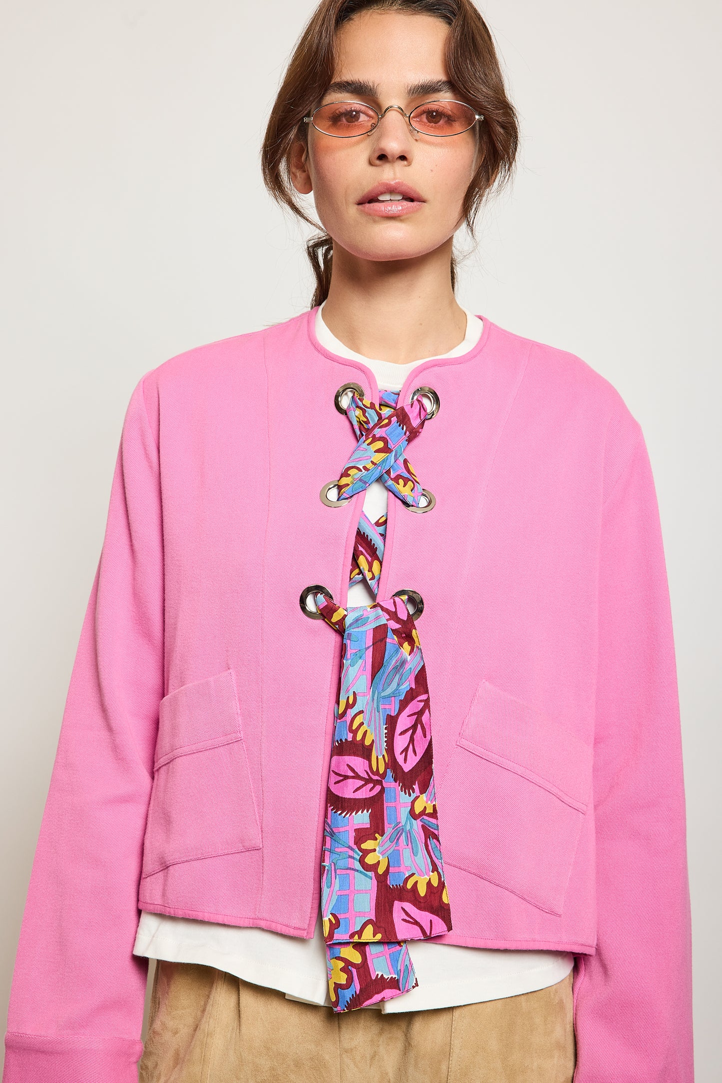 VESTE À ŒILLETS ROSE