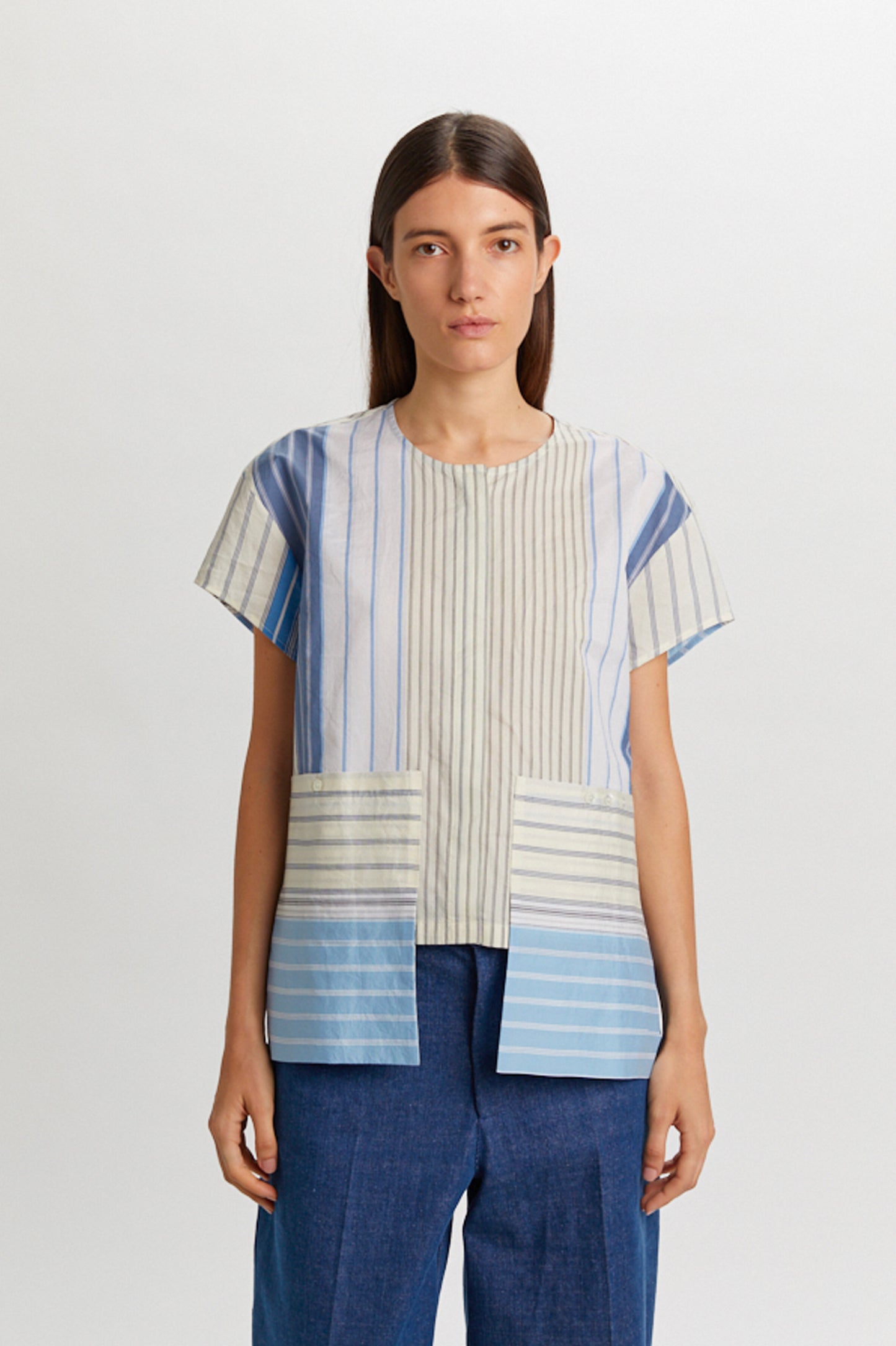 T-SHIRT RAYURES CIEL