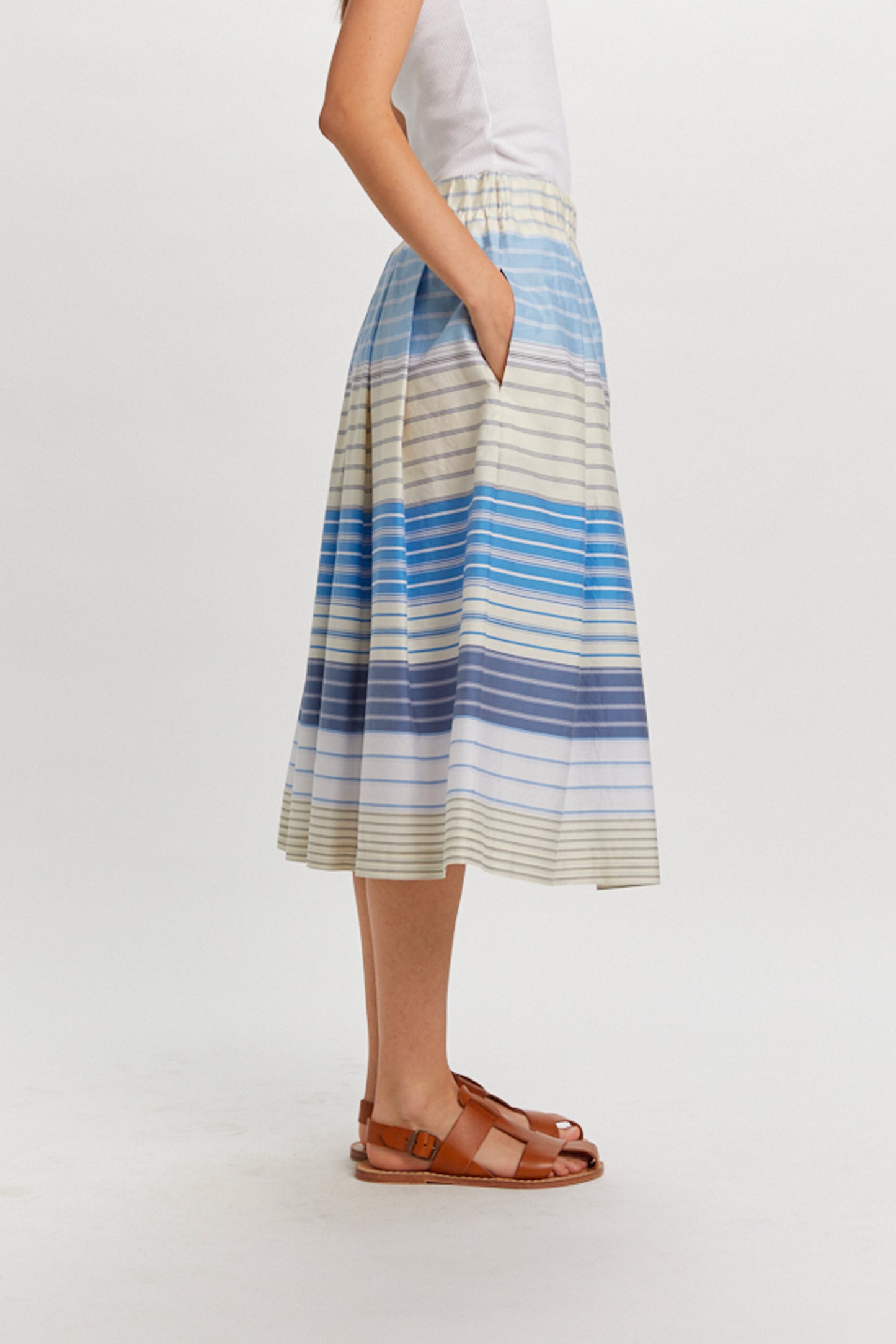 STRIPED SKIRT BLEU