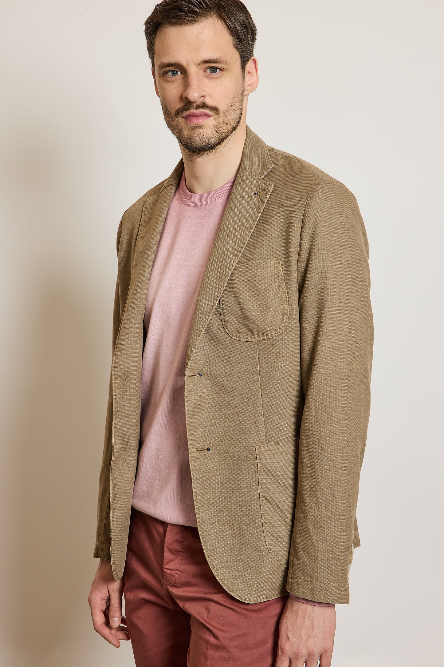 VESTE EN PIQUÉ DE COTON HAVANE