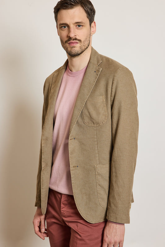 VESTE EN PIQUÉ DE COTON HAVANE