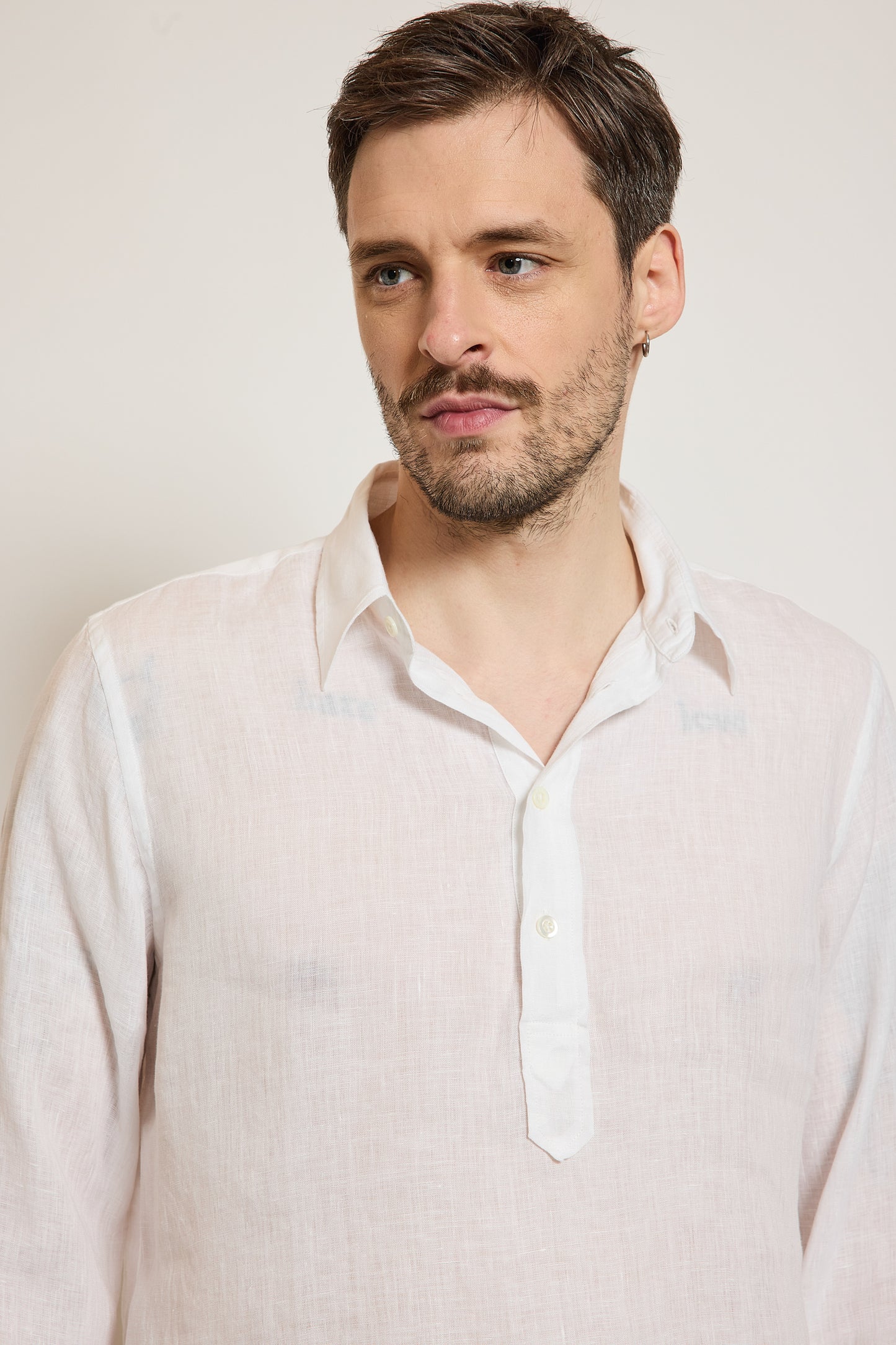 CHEMISE POLO EN LIN BLANCHE