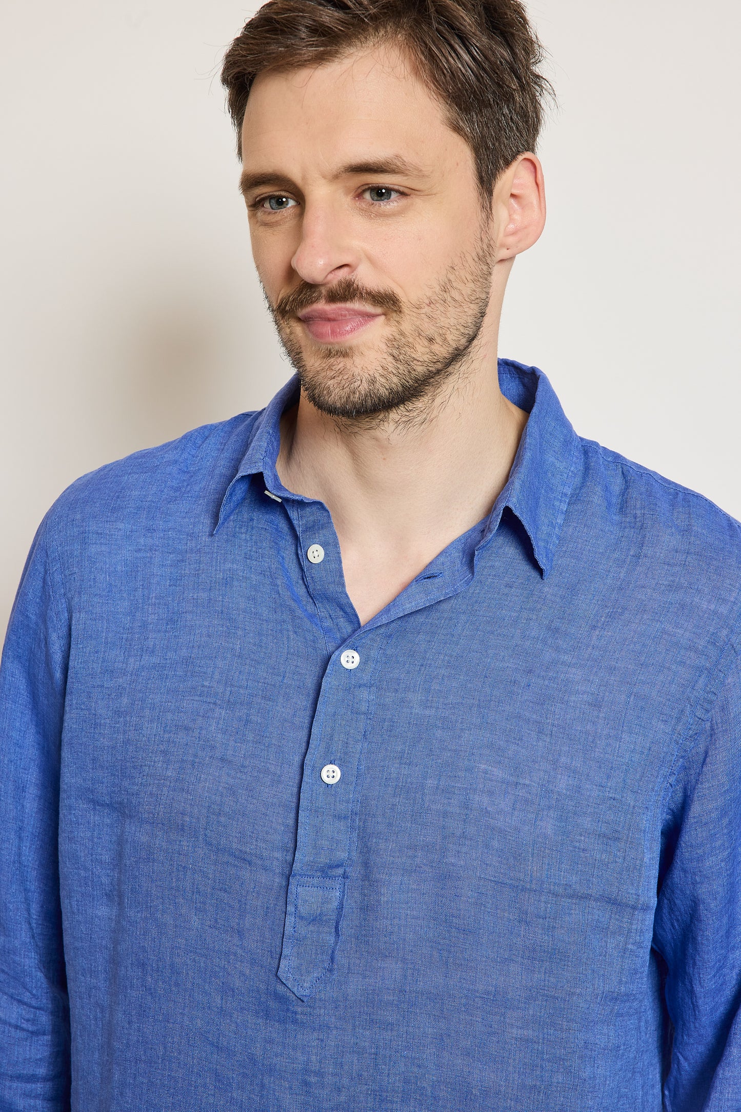 CHEMISE POLO EN LIN INDIGO