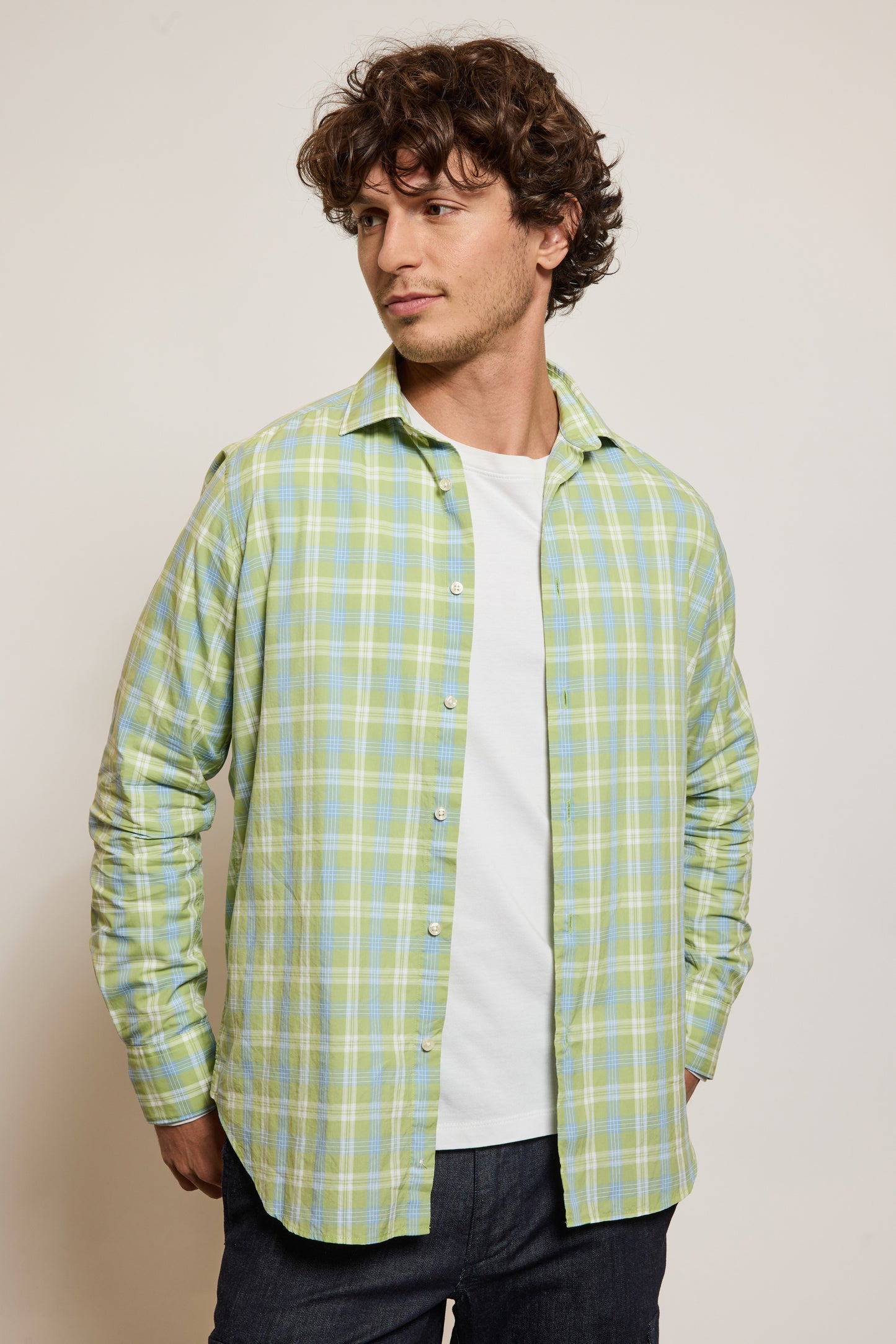 CHEMISE AJUSTÉE CARREAUX VERTS