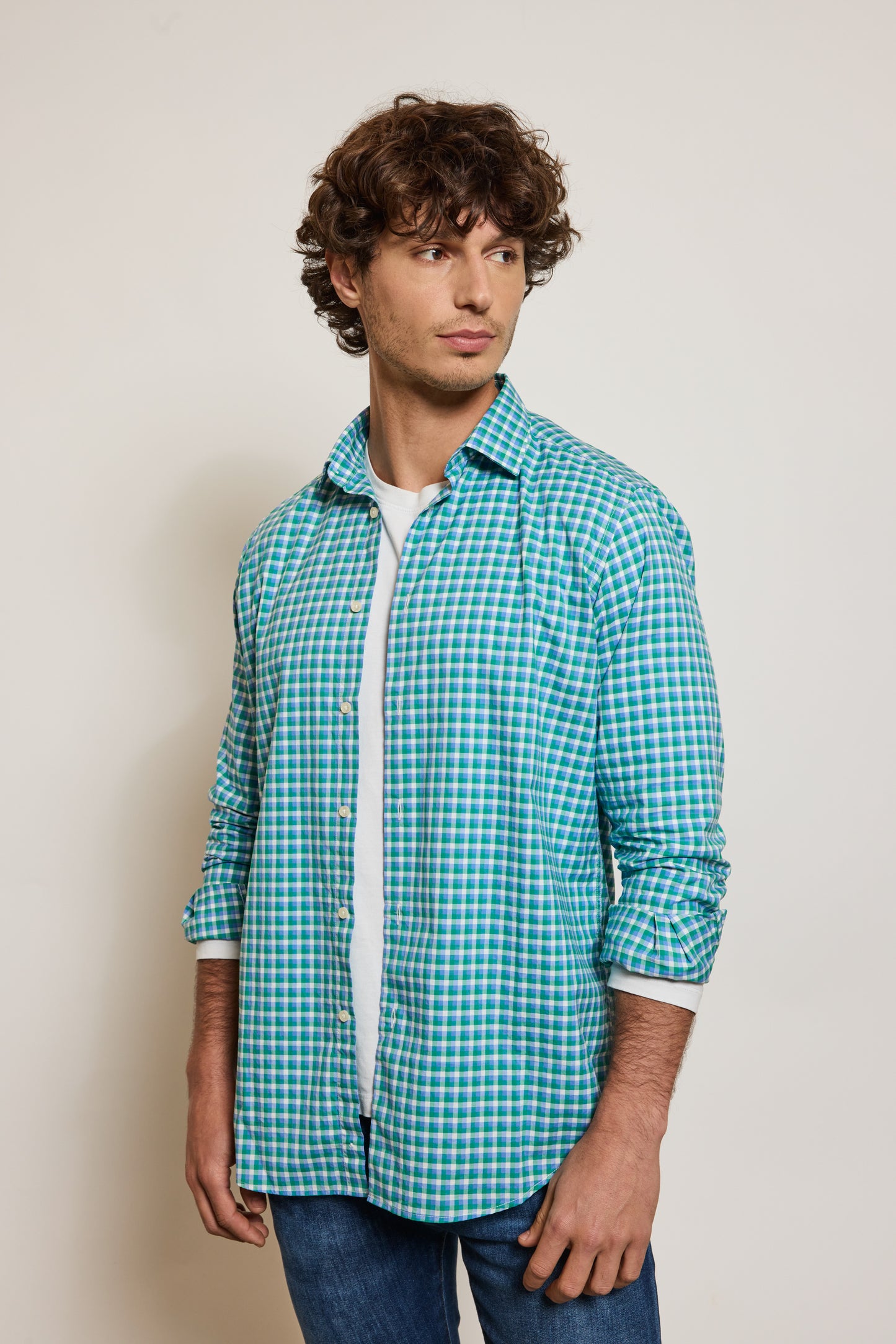 CHEMISE AJUSTÉE CARREAUX BICOLORES