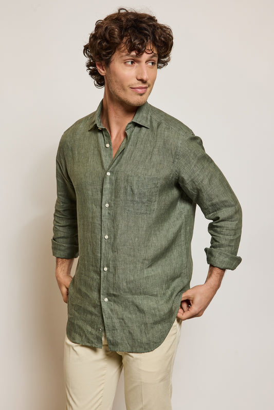 CHEMISE AJUSTÉE EN LIN KAKI