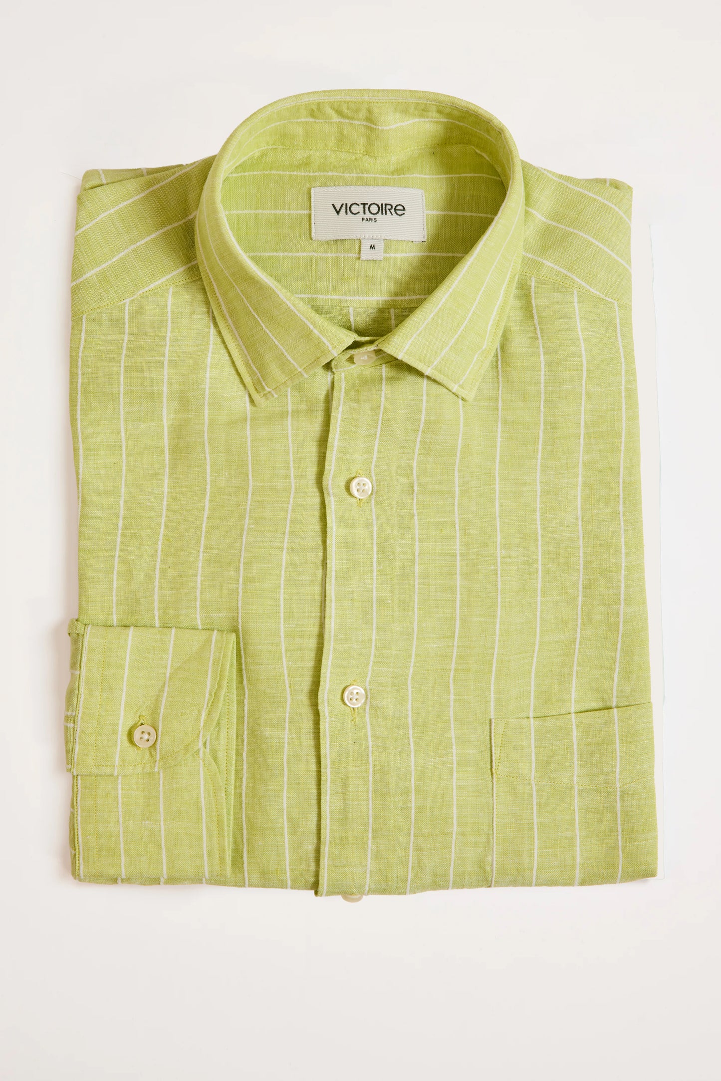 CHEMISE AJUSTÉE EN LIN COTON LIME