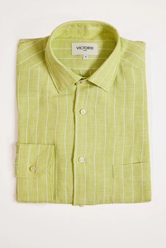 CHEMISE AJUSTÉE EN LIN COTON LIME
