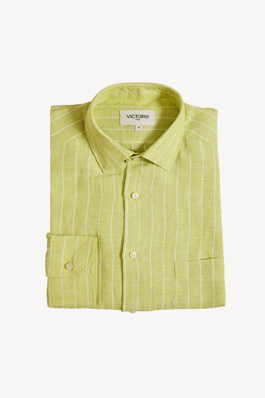 CHEMISE AJUSTÉE EN LIN COTON LIME