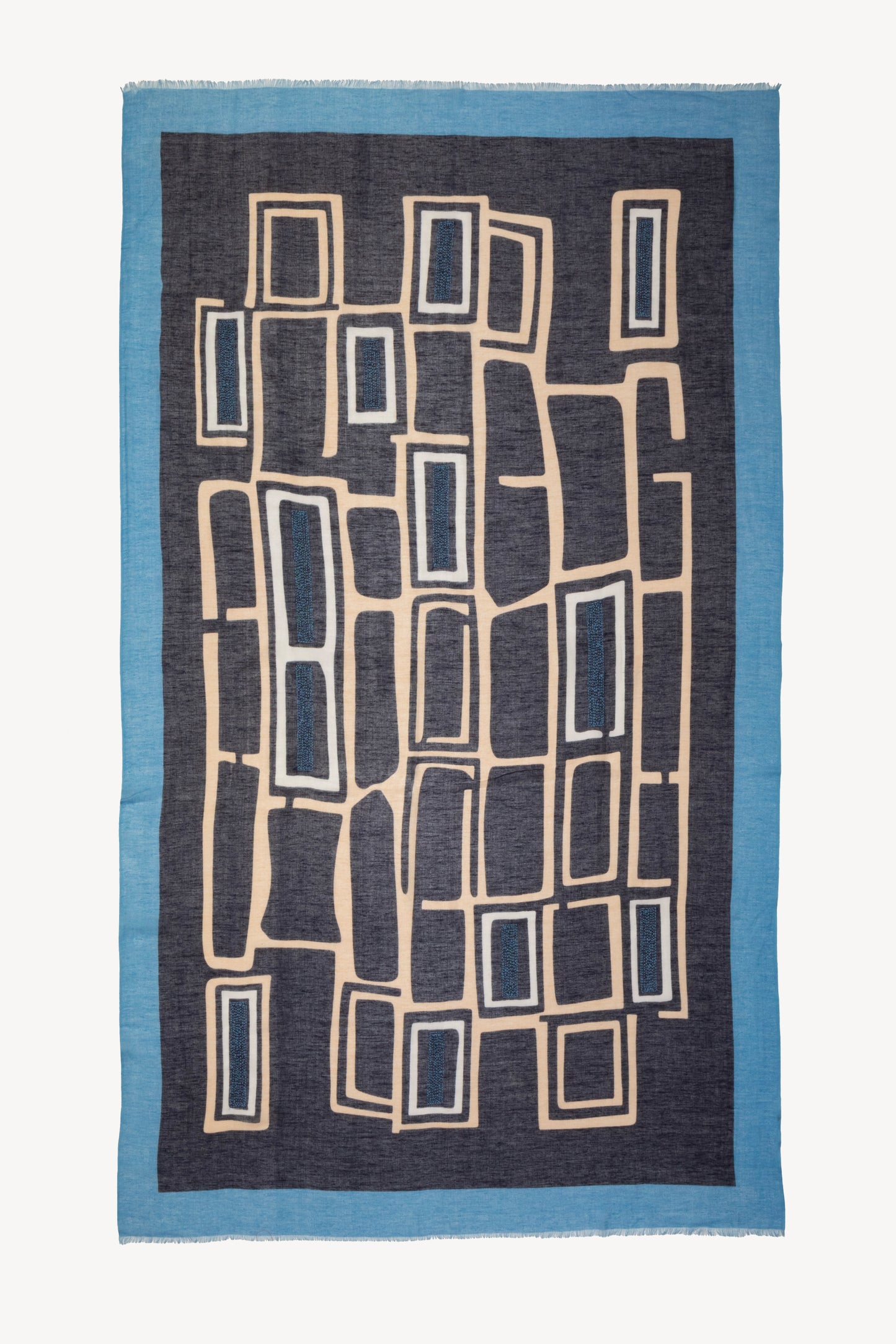 LINEN & COTTON SCARF NAVY