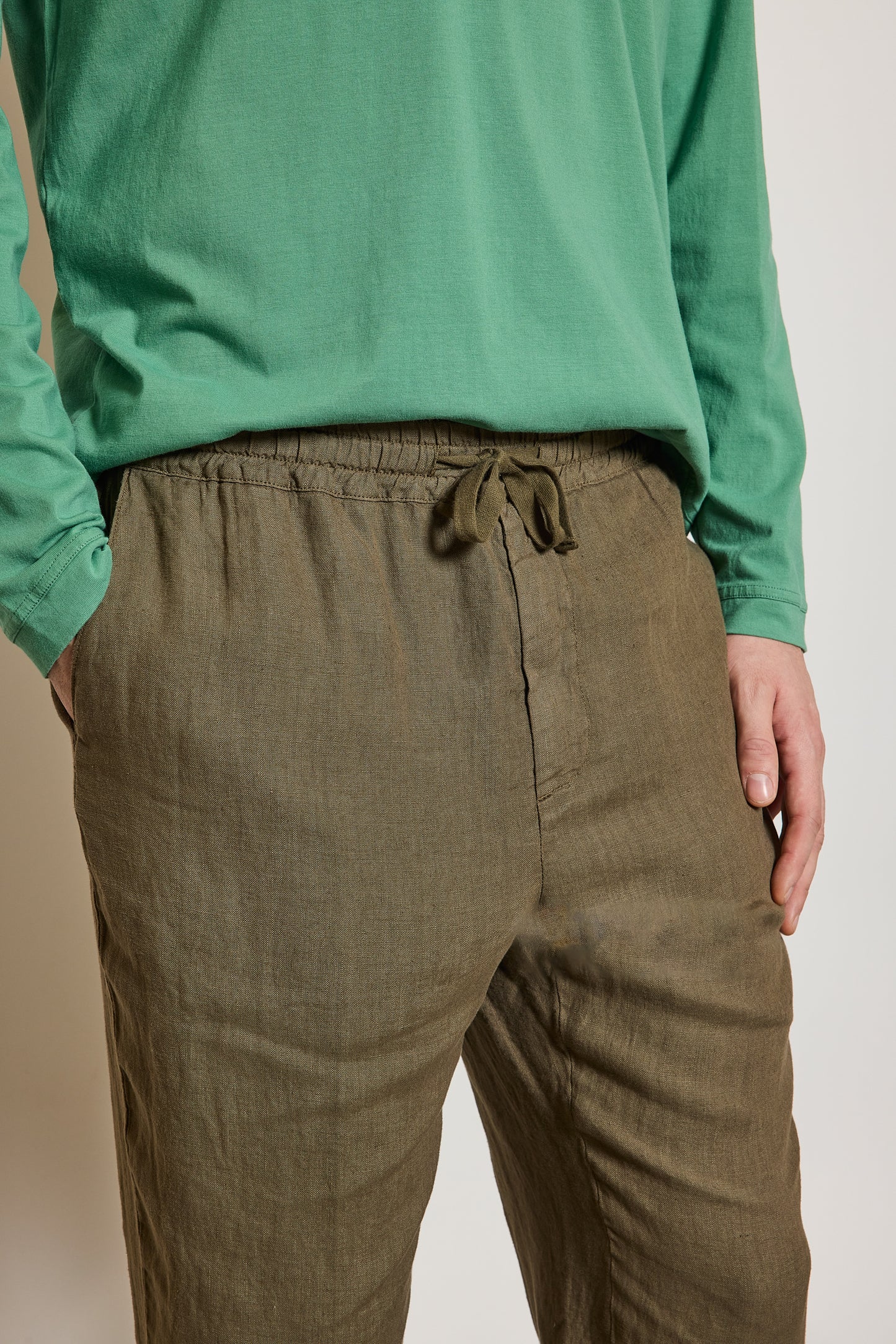 PANTALON EN LIN BRONZE