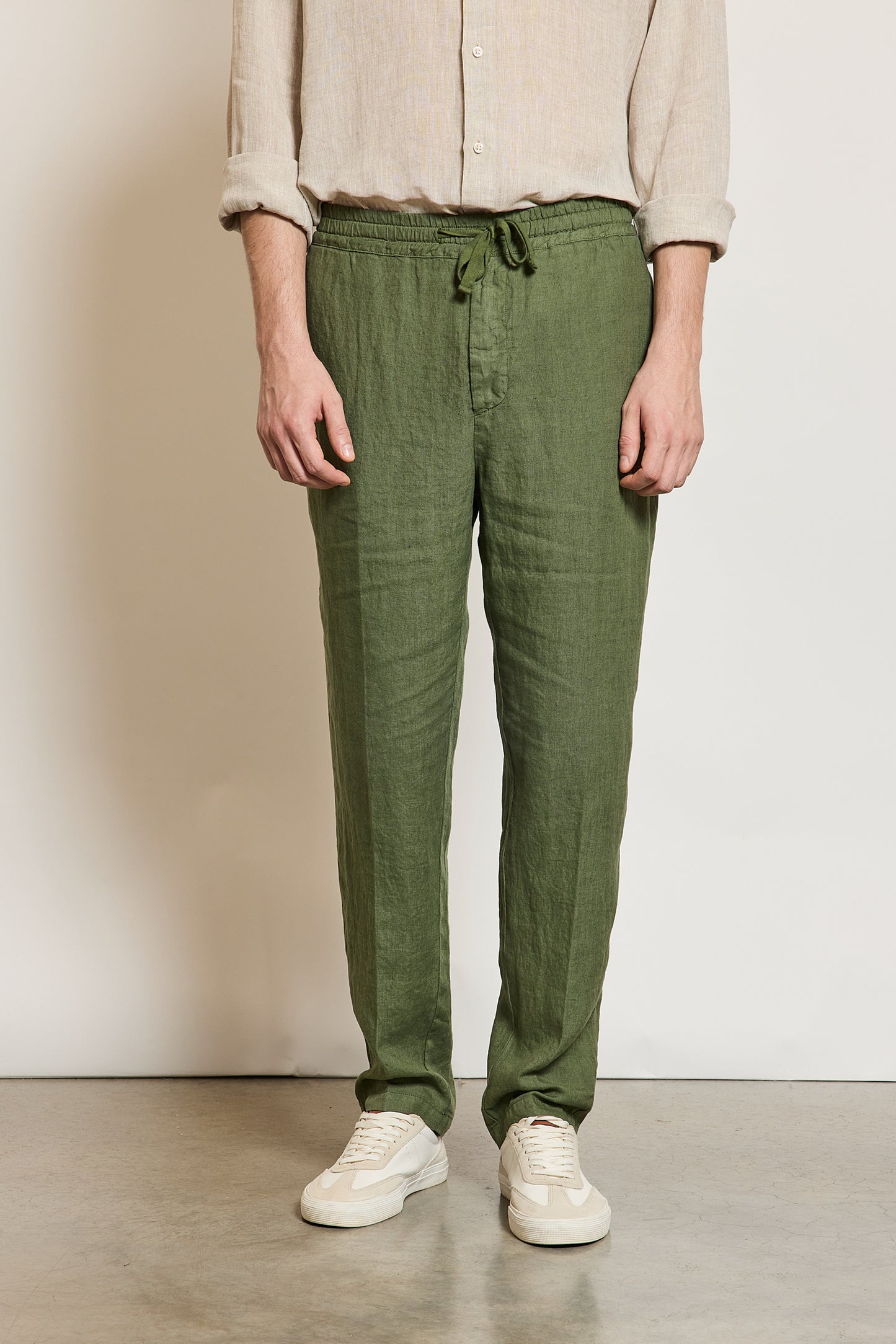 LINEN TROUSERS OLIVE