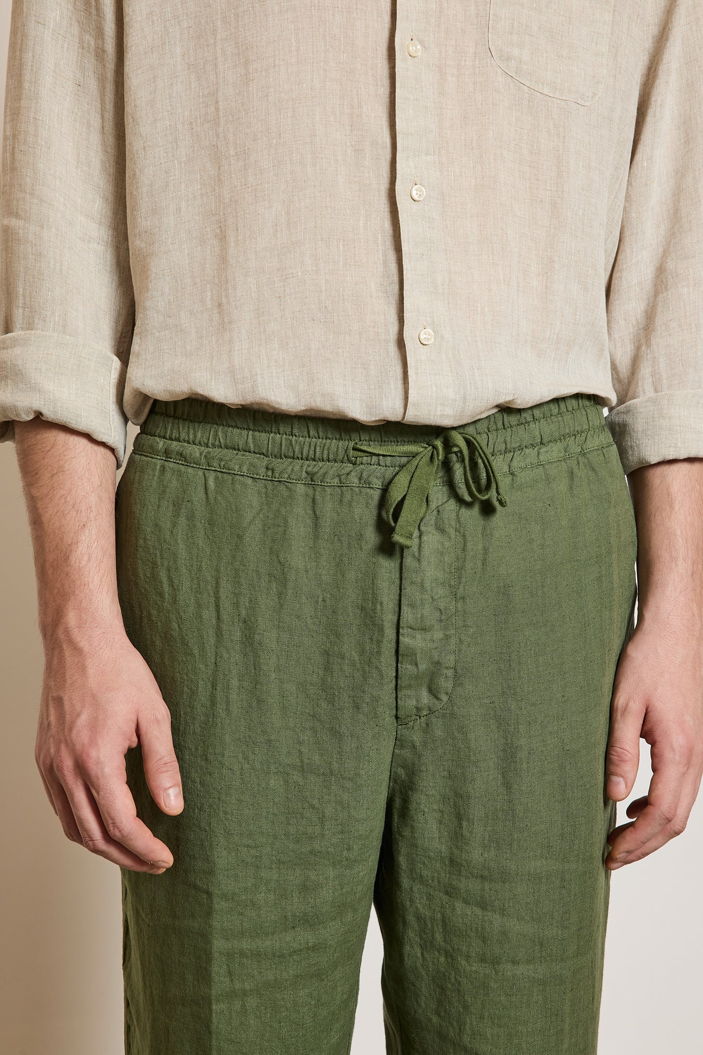 LINEN TROUSERS OLIVE