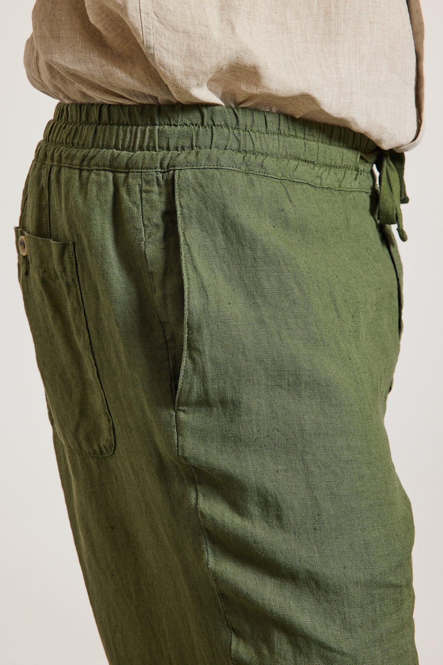LINEN TROUSERS OLIVE