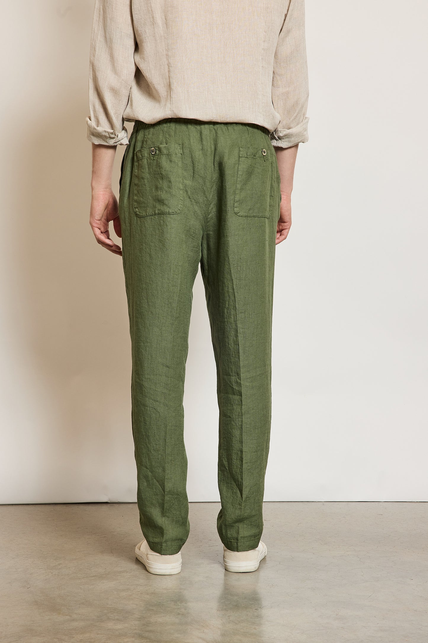 LINEN TROUSERS OLIVE