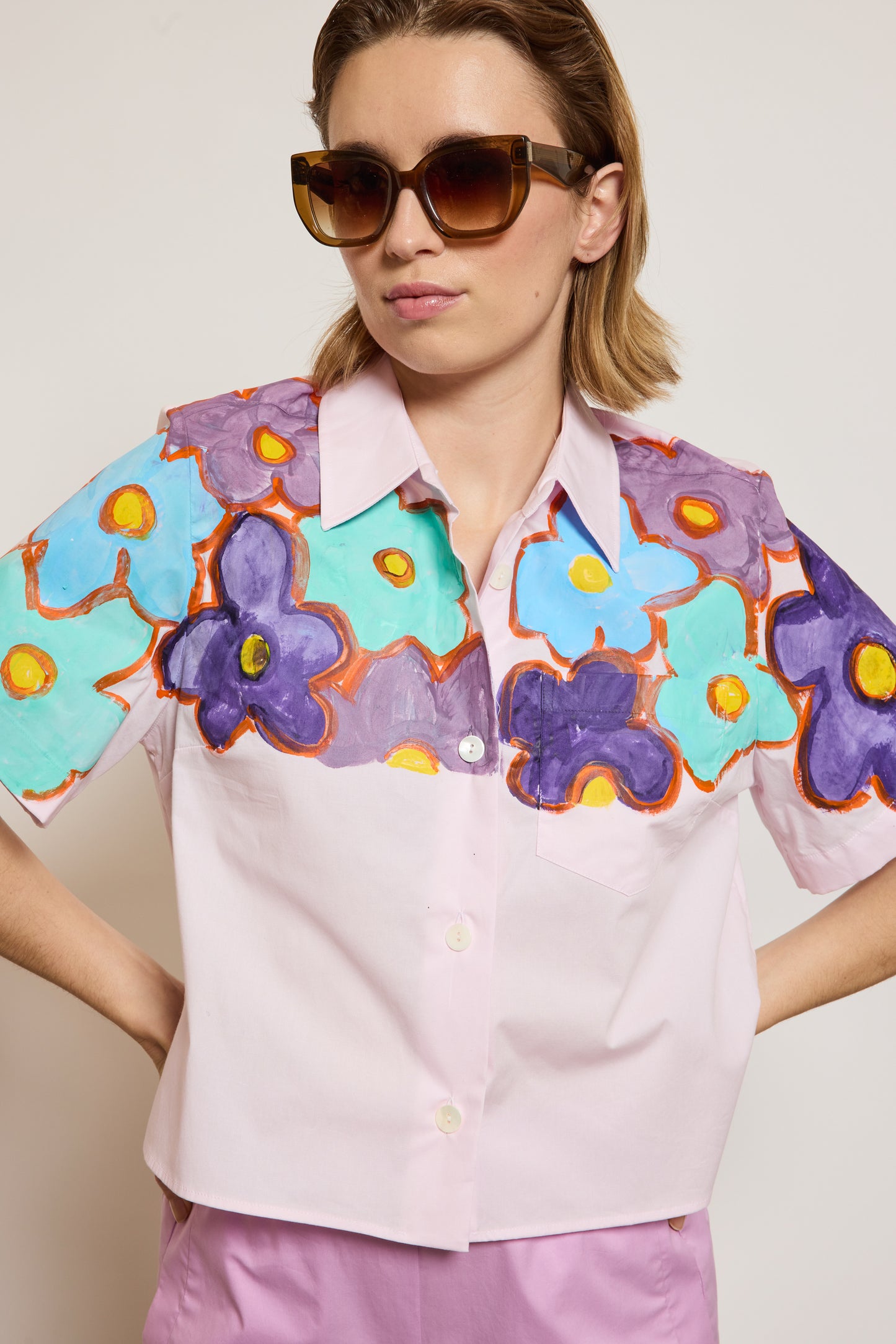 PAINTED SHORT SHIRT PINK