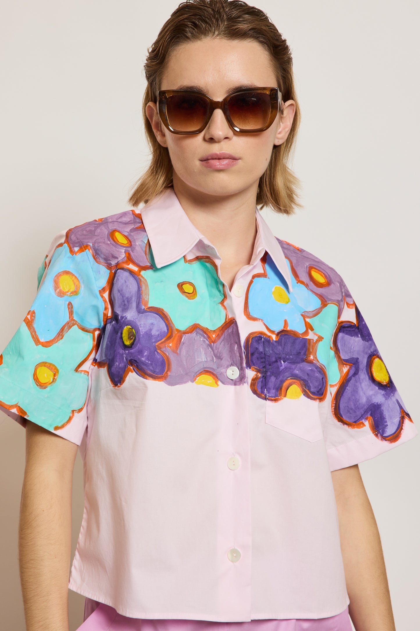 PAINTED SHORT SHIRT PINK