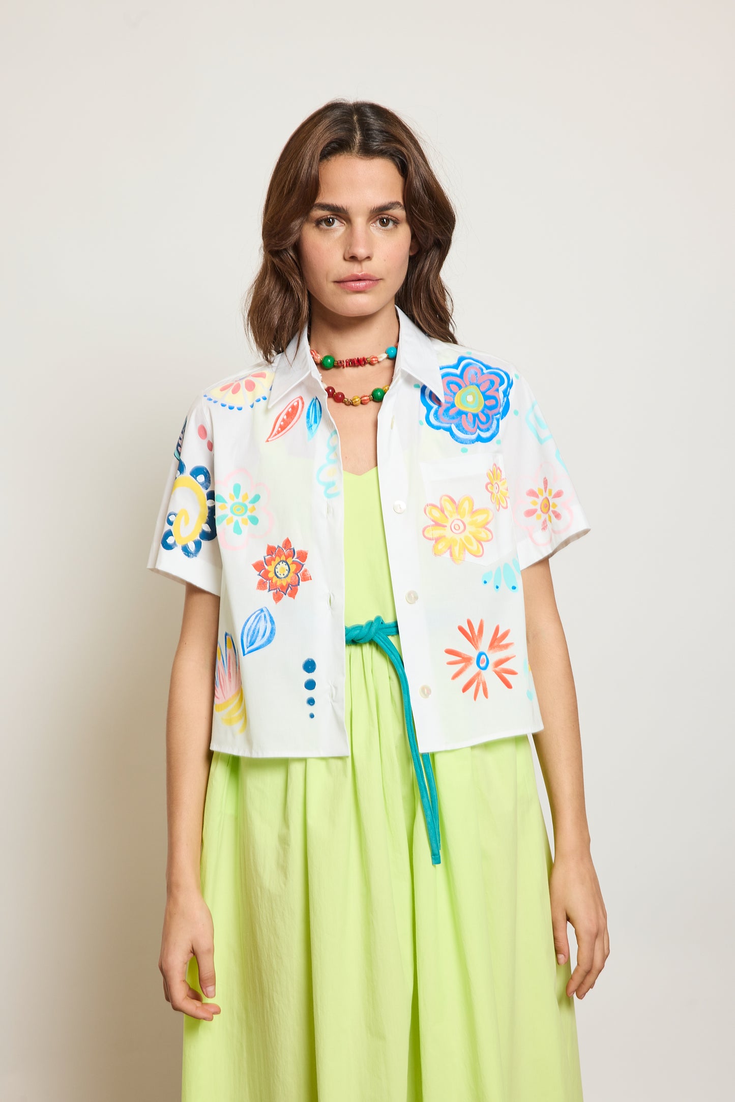 CHEMISE COURTE PEINTE BLANCHE