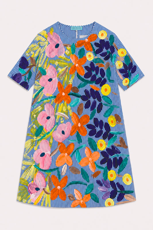 ROBE PEINTE OVERSIZE BLEUE