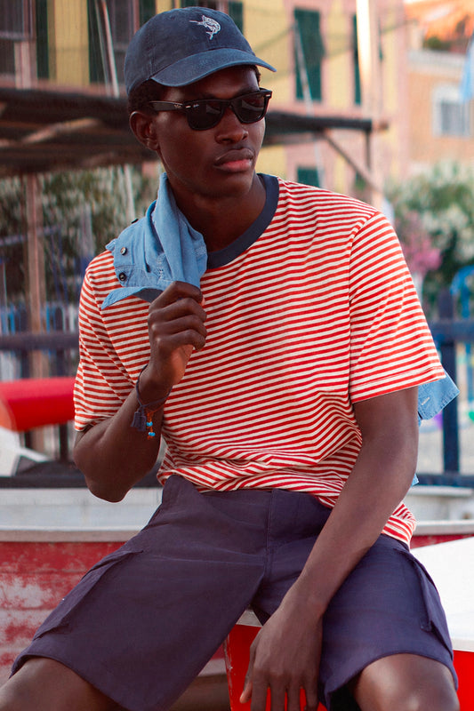 T-SHIRT À RAYURES ROUGE