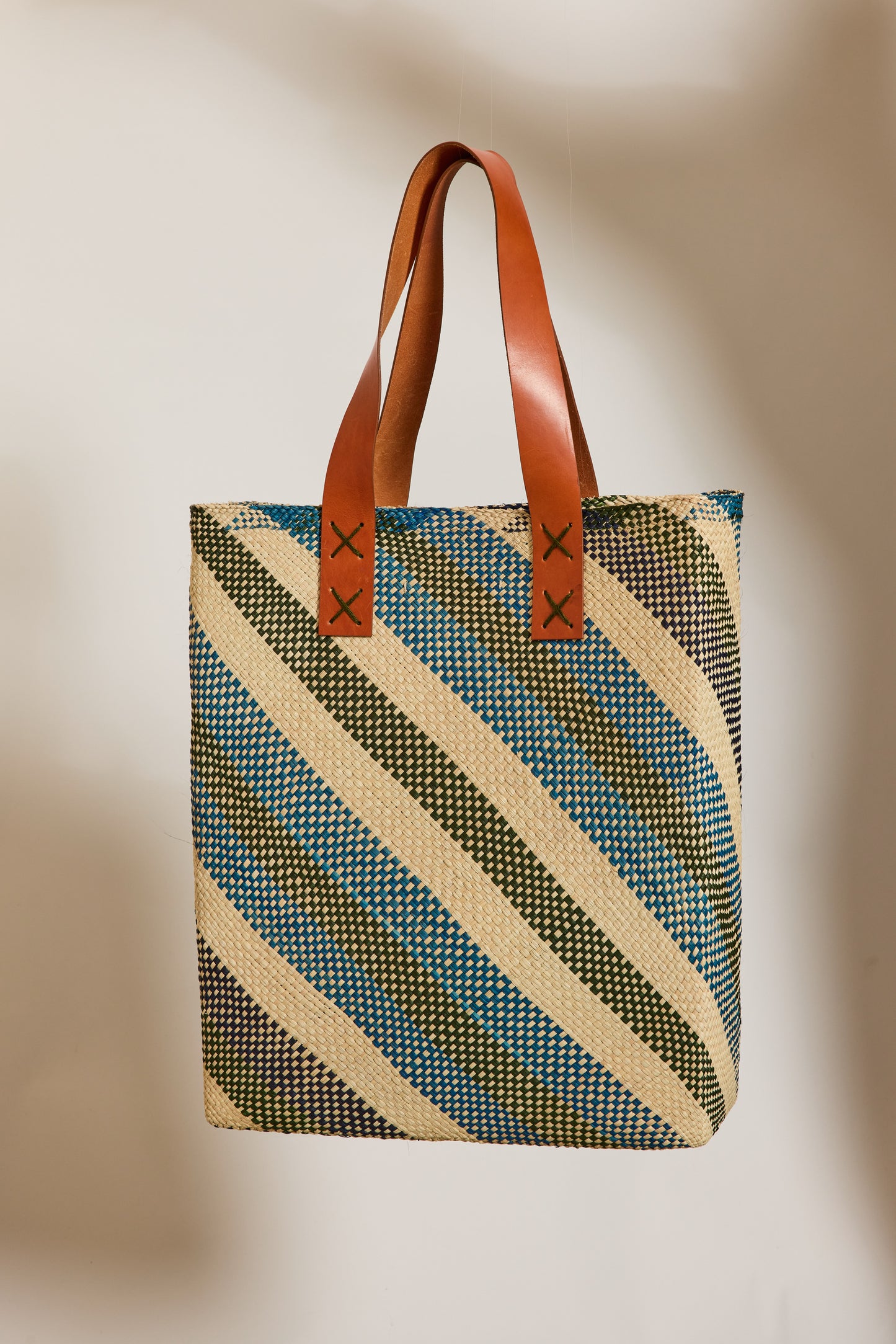 CABAS À RAYURES KAKI