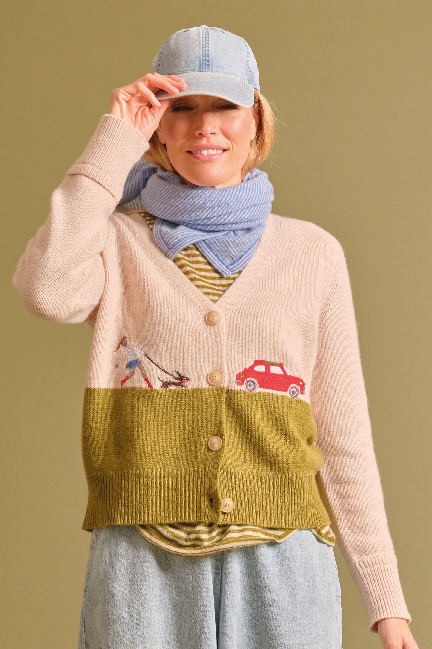 EMBROIDERED CARDIGAN KHAKI