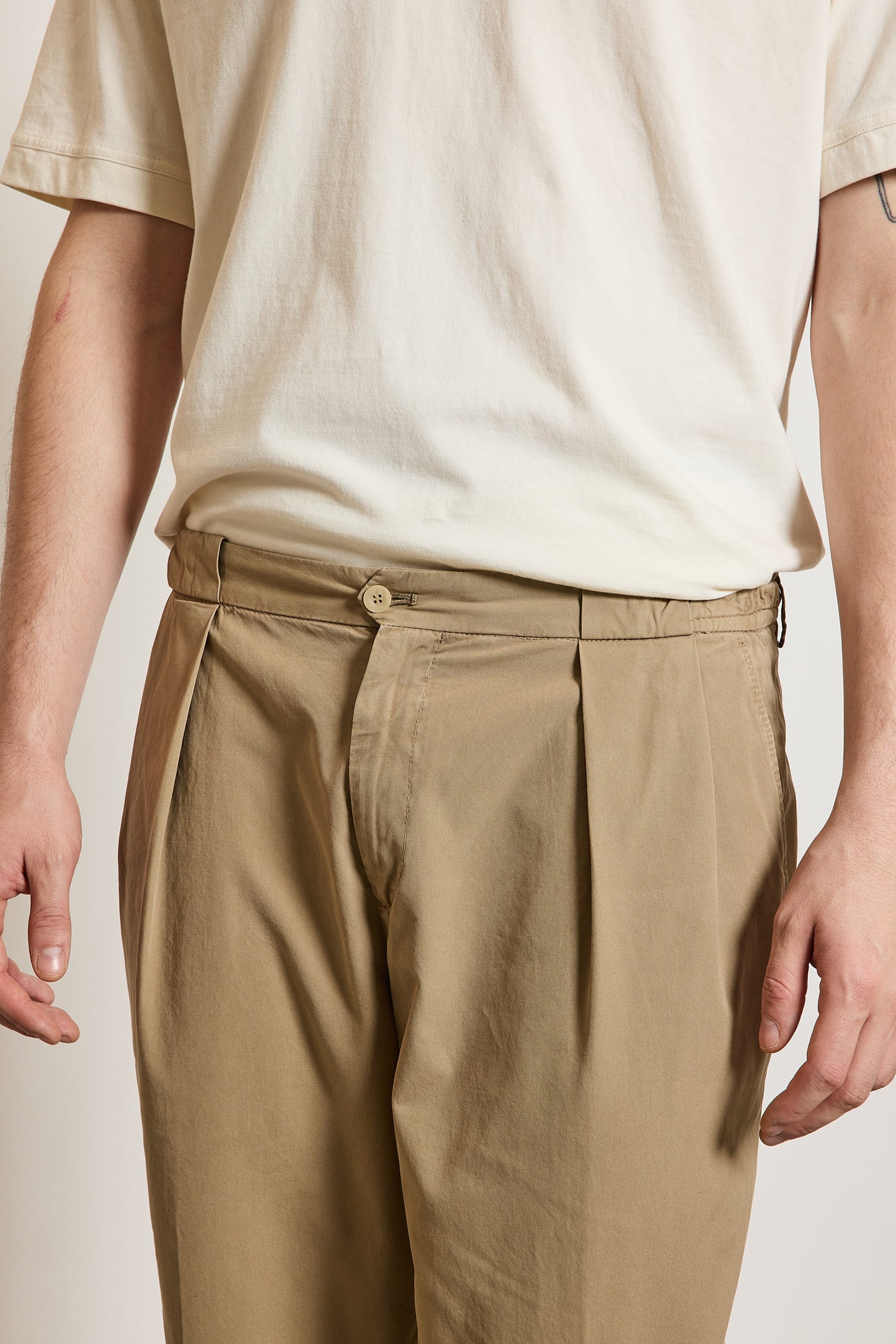 DOUBLE PLEATE TROUSERS BEIGE