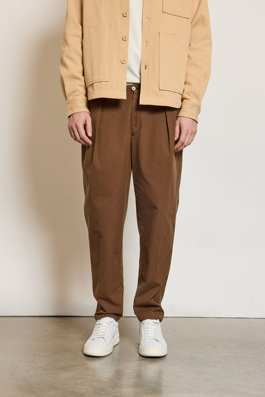 DOUBLE PLEATE TROUSERS BROWN