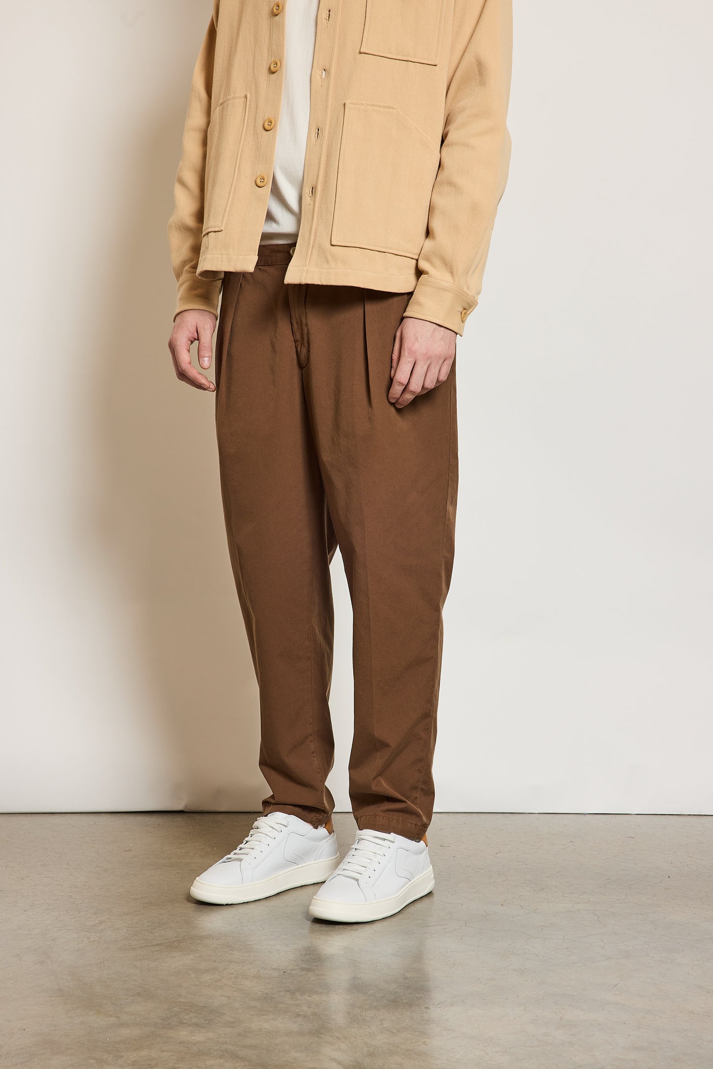 DOUBLE PLEATE TROUSERS BROWN