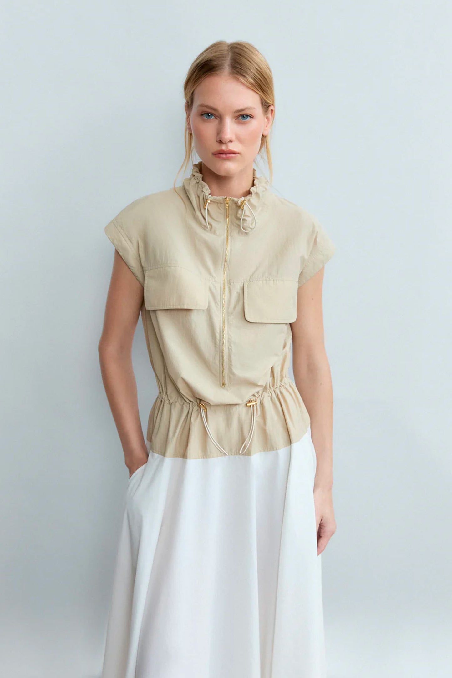 TWO-COLOURED DRESS WHITE