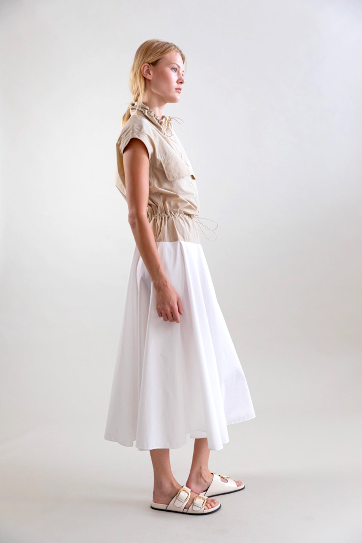TWO-COLOURED DRESS WHITE